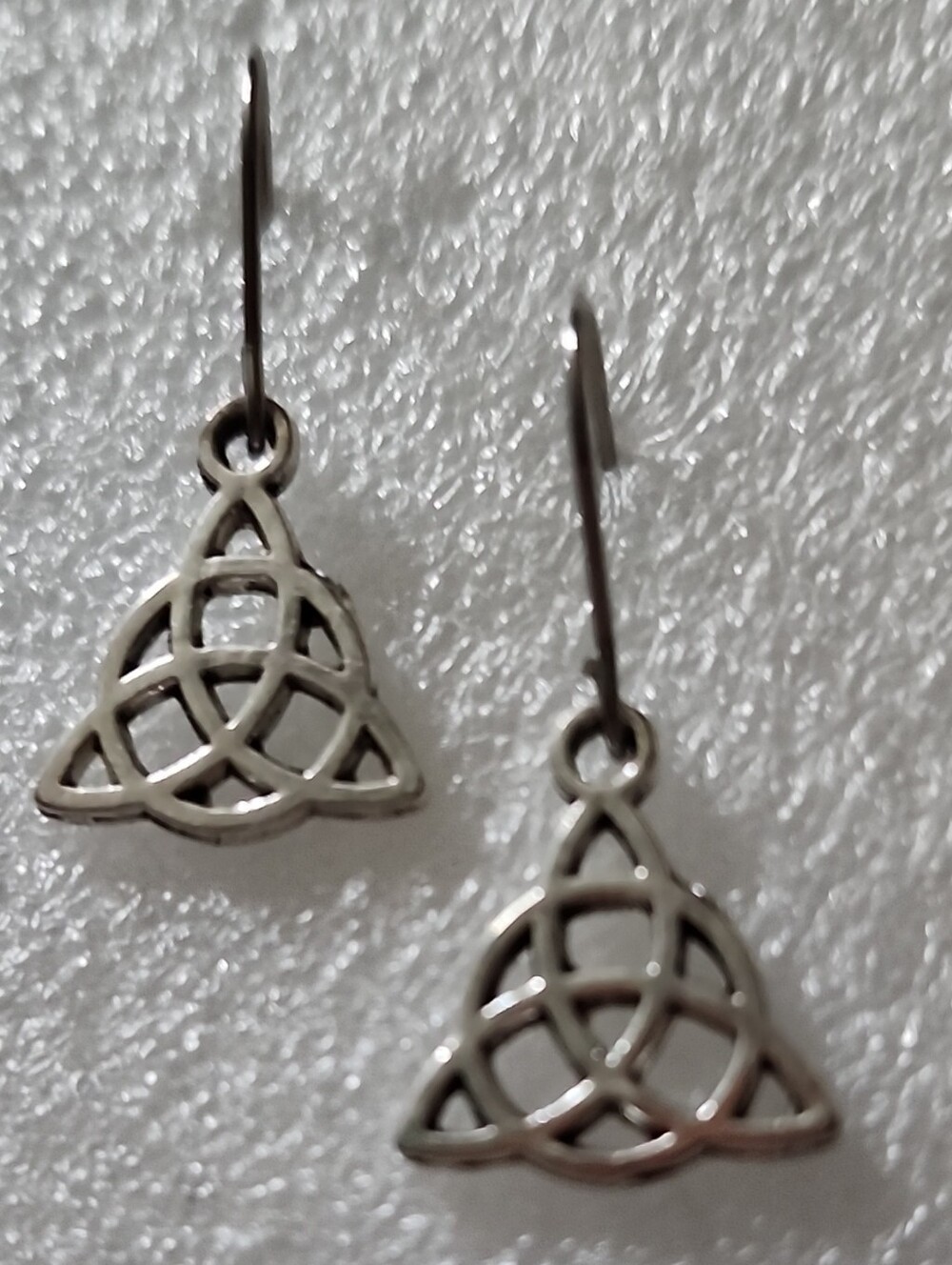 Hand Crafted Silver Tone Celtic Knot Drop Earrings